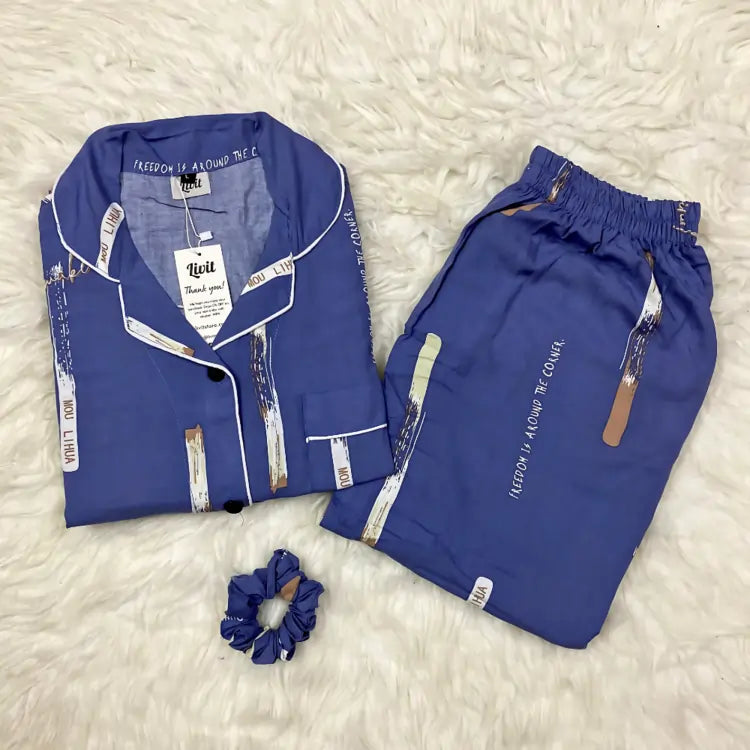 BLUE PRINTED PJ SET