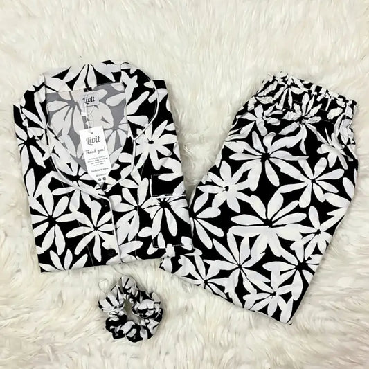 BLACK PRINTED PJ SET