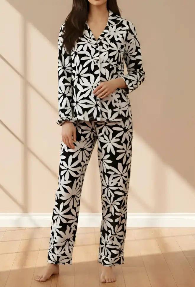 BLACK PRINTED PJ SET