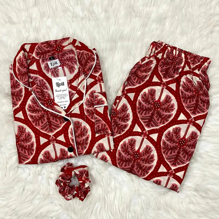 RED PRINTED PJ SET