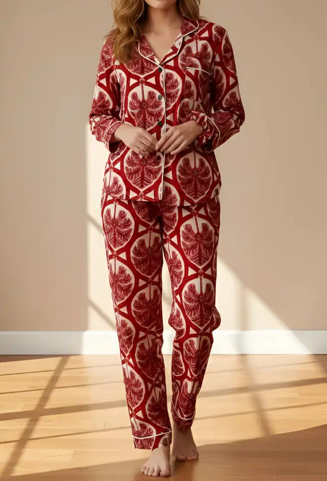RED PRINTED PJ SET
