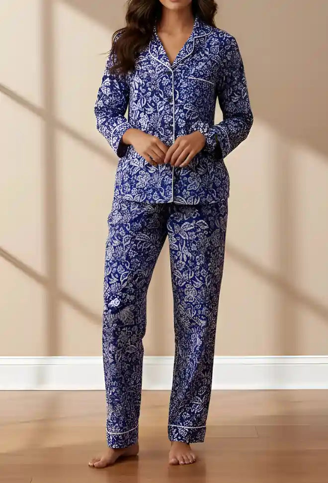 BLUE PRINTED PJ SET