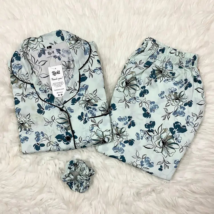 LIGHT GREEN PRINTED PJ SET