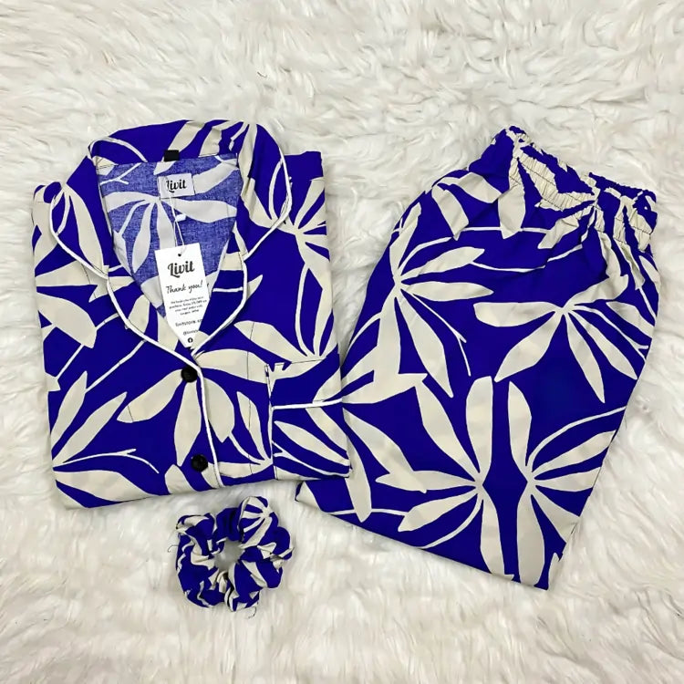 BLUE PRINTED PJ SET