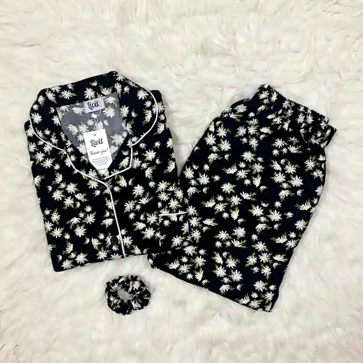 BLACK PRINTED PJ SET