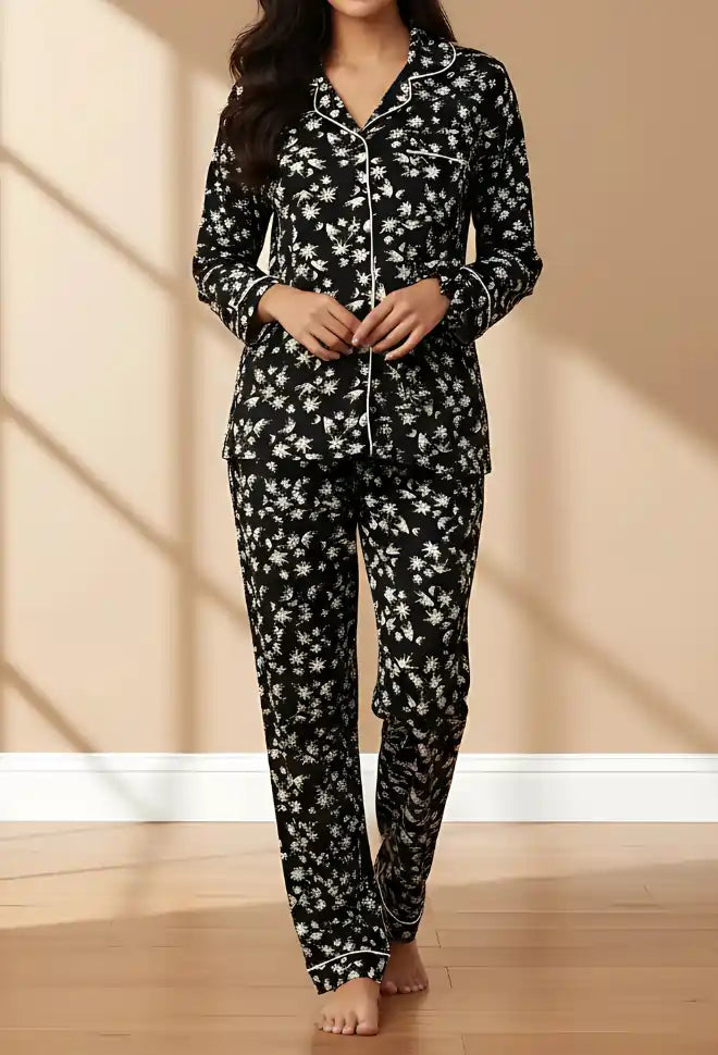 BLACK PRINTED PJ SET