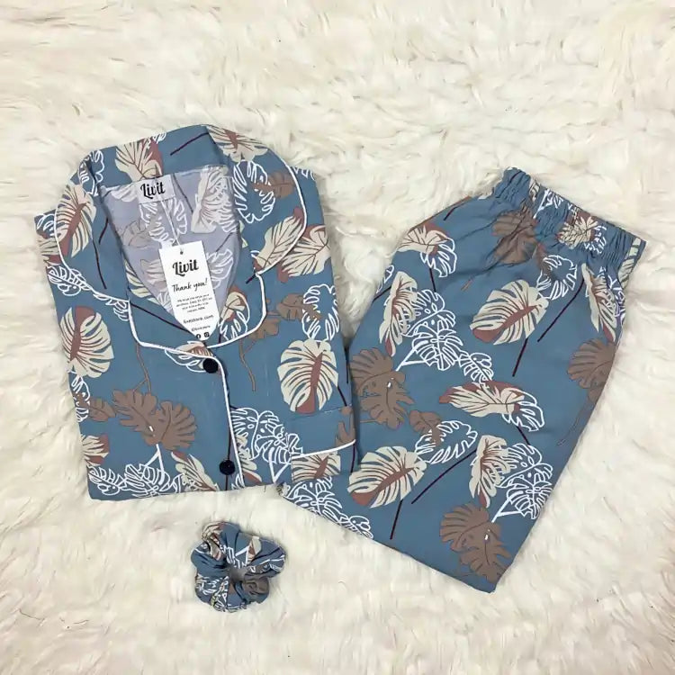 BLUE PRINTED PJ SET