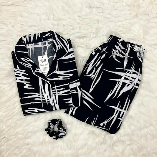 BLACK PRINTED PJ SET