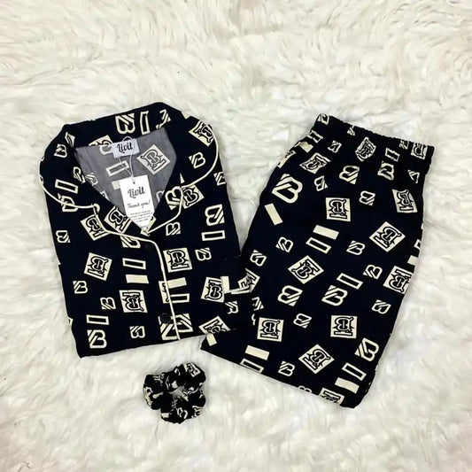 BLACK PRINTED PJ SET