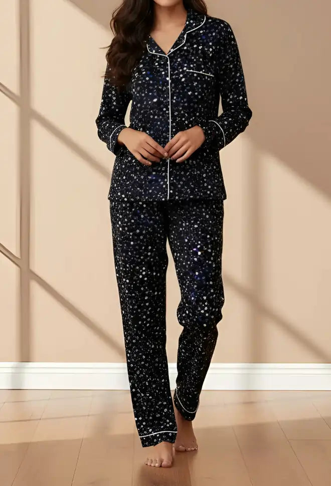 BLACK PRINTED PJ SET
