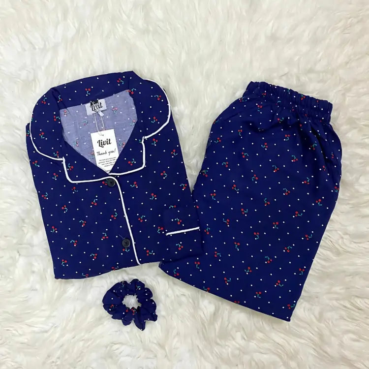 BLUE PRINTED PJ SET
