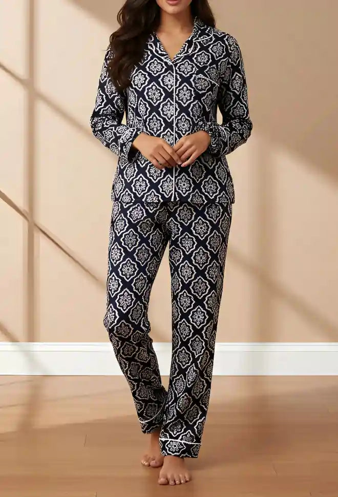 BLUE PRINTED PJ SET