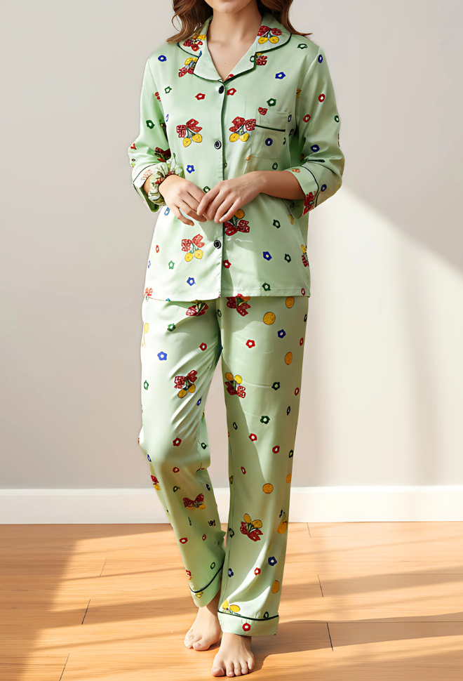 GREEN PRINTED PJ SET