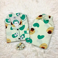 GREEN PRINTED PJ SET