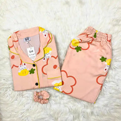 PEACH PRINTED PJ SET