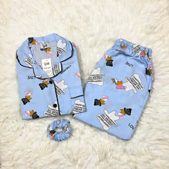 BLUE PRINTED PJ SET