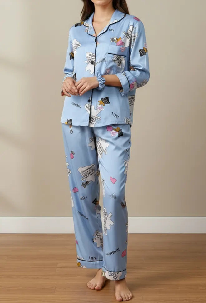 BLUE PRINTED PJ SET