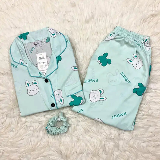 GREEN PRINTED PJ SET