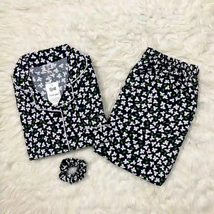 BLACK PRINTED PJ SET