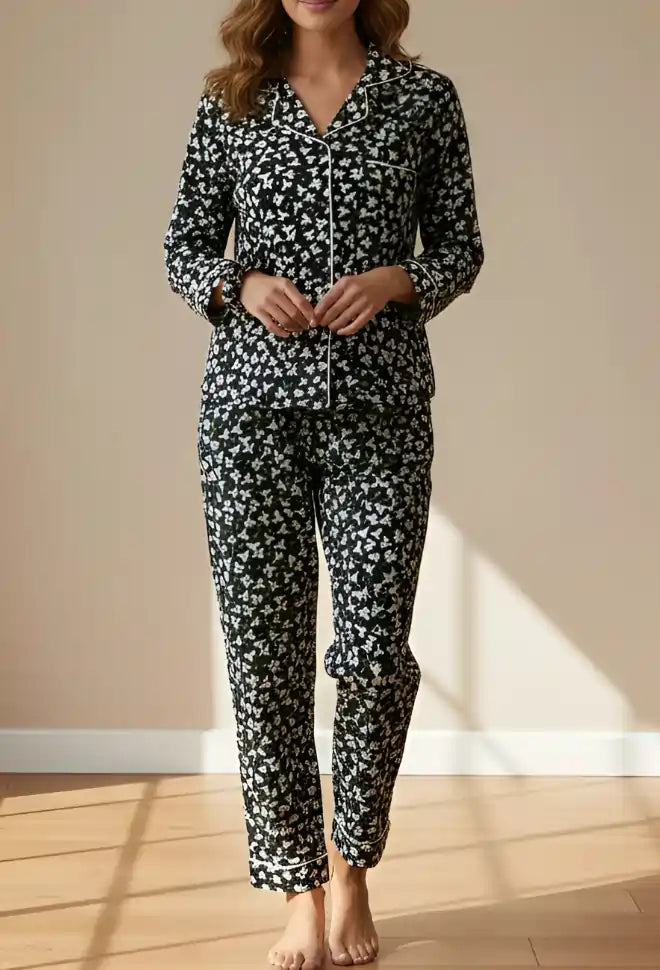 BLACK PRINTED PJ SET