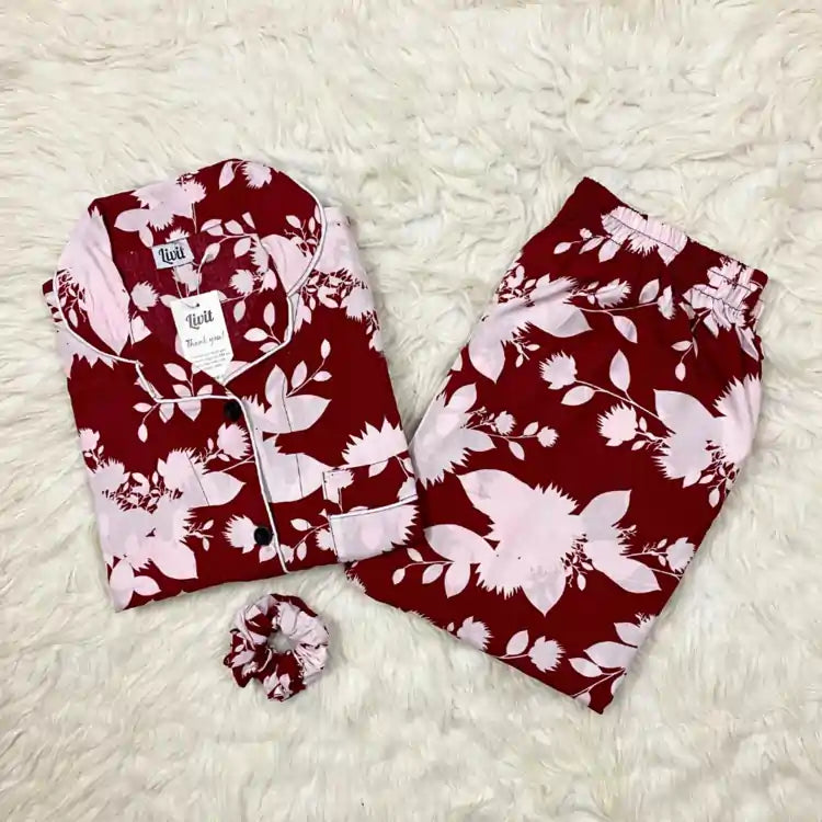 RED PRINTED PJ SET