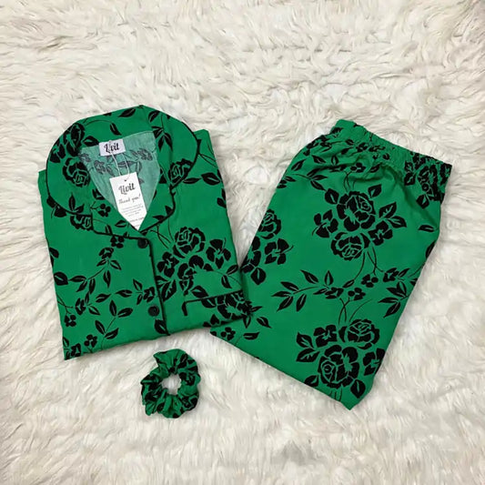 MINOR FAULT GREEN PRINTED PJ SET