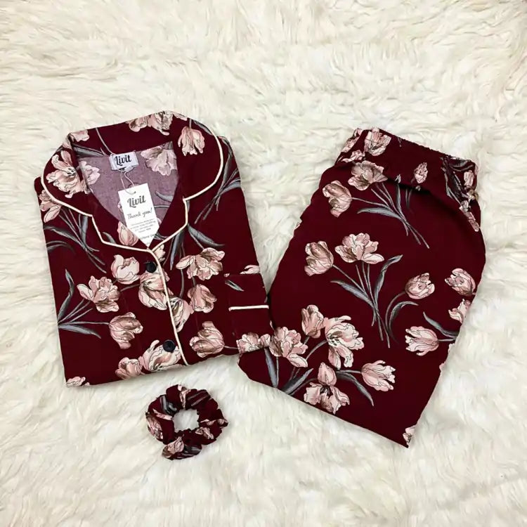 RED PRINTED PJ SET