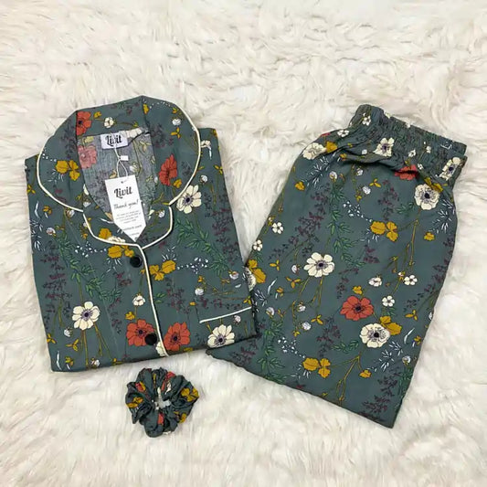 GREEN PRINTED PJ SET