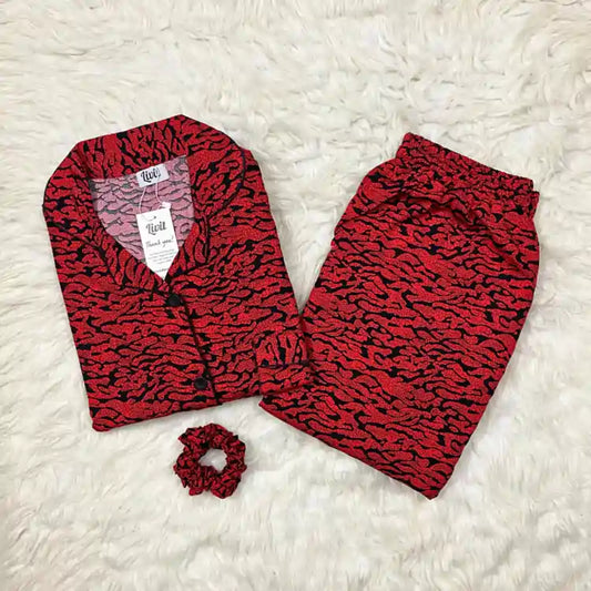 RED PRINTED PJ SET