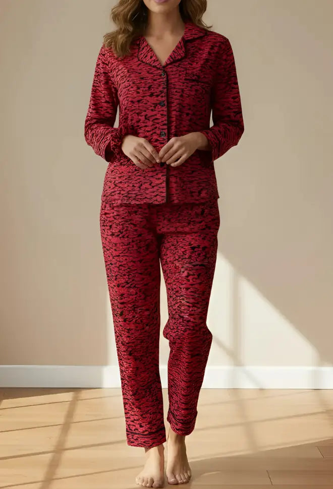 RED PRINTED PJ SET