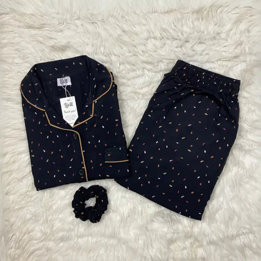 BLACK PRINTED PJ SET