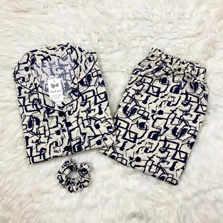 OFF WHITE PRINTED PJ SET