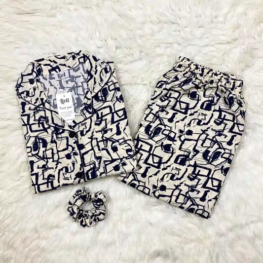 OFF WHITE PRINTED PJ SET