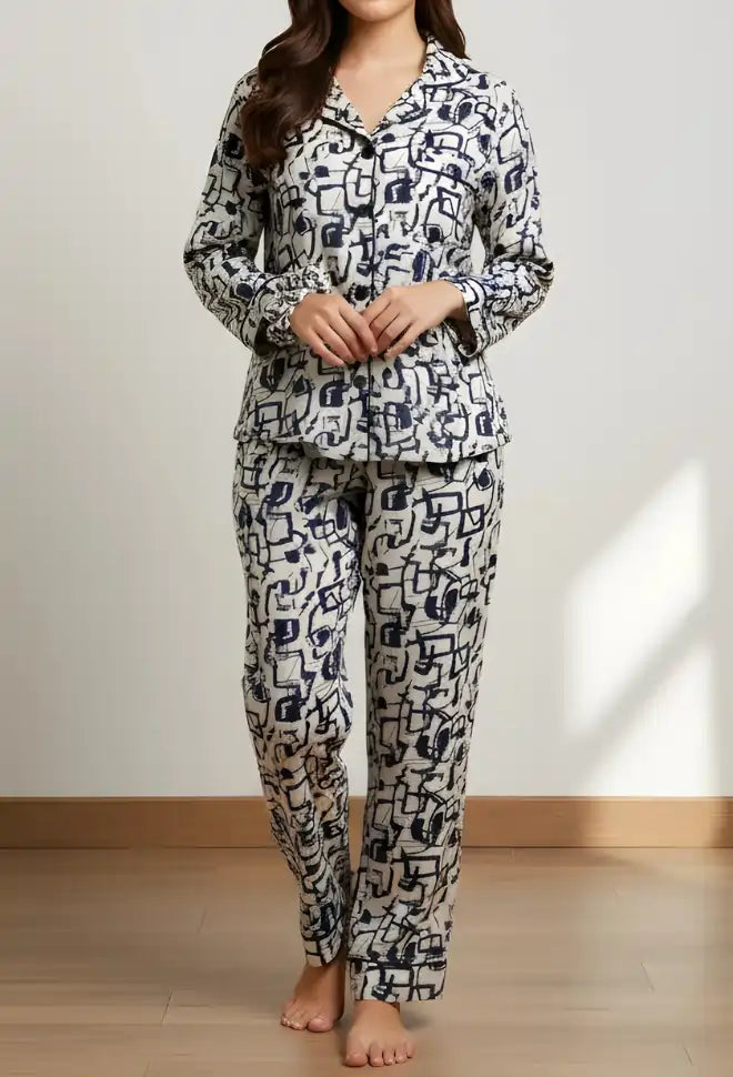 OFF WHITE PRINTED PJ SET