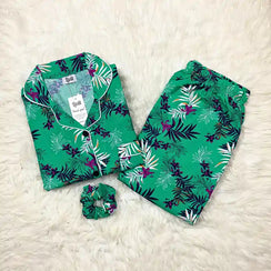 GREEN PRINTED PJ SET