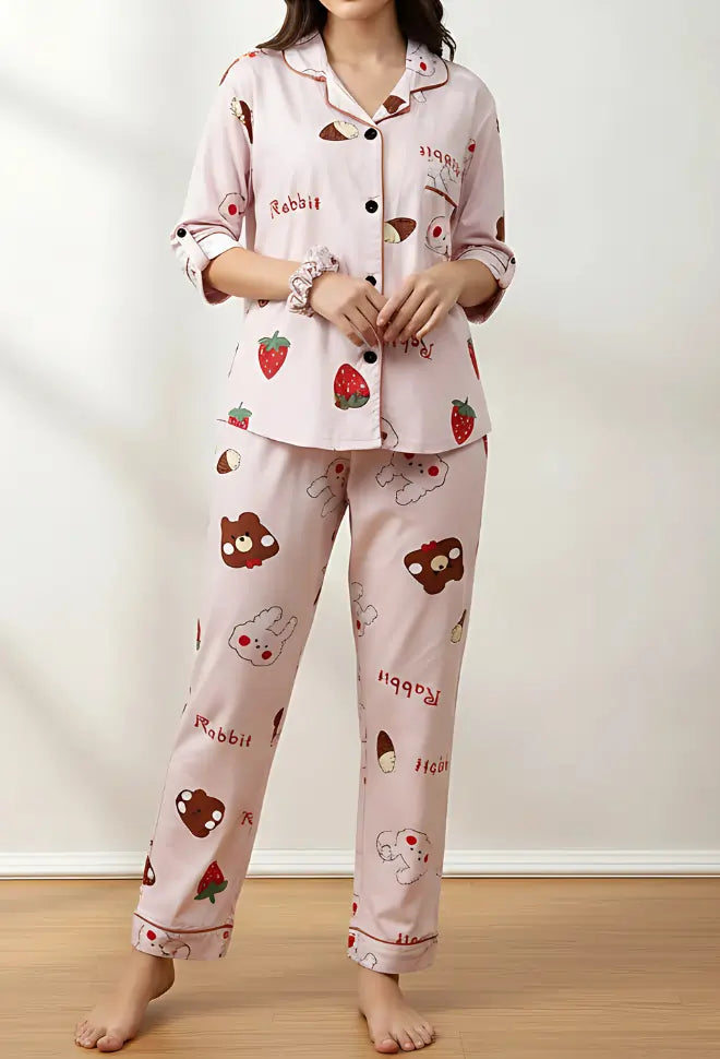 LIGHT PINK PRINTED PJ SET