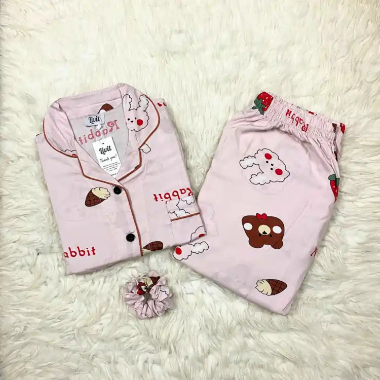 LIGHT PINK PRINTED PJ SET