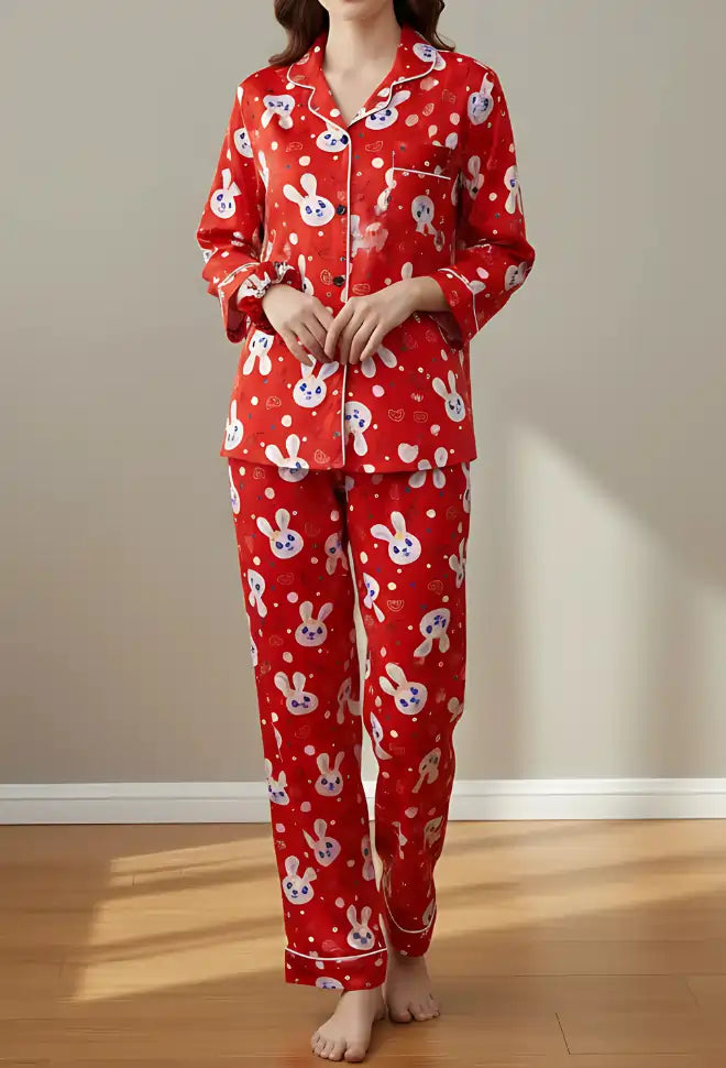 RED PRINTED PJ SET