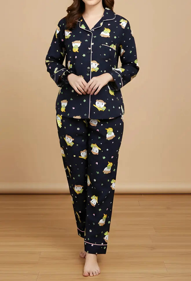 BLACK PRINTED PJ SET