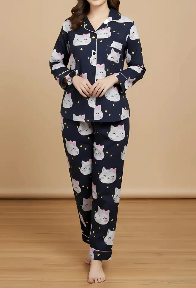 BLACK PRINTED PJ SET
