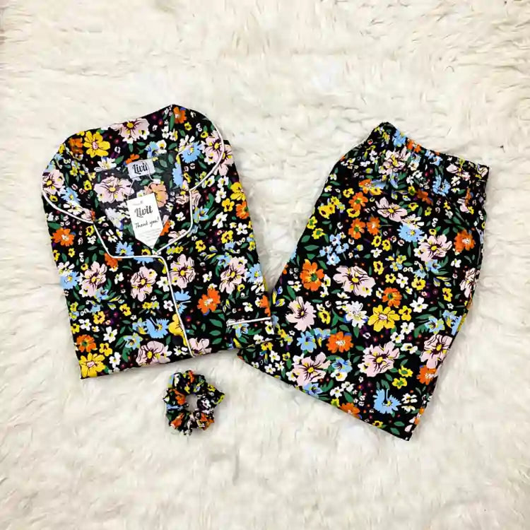 BLACK PRINTED PJ SET