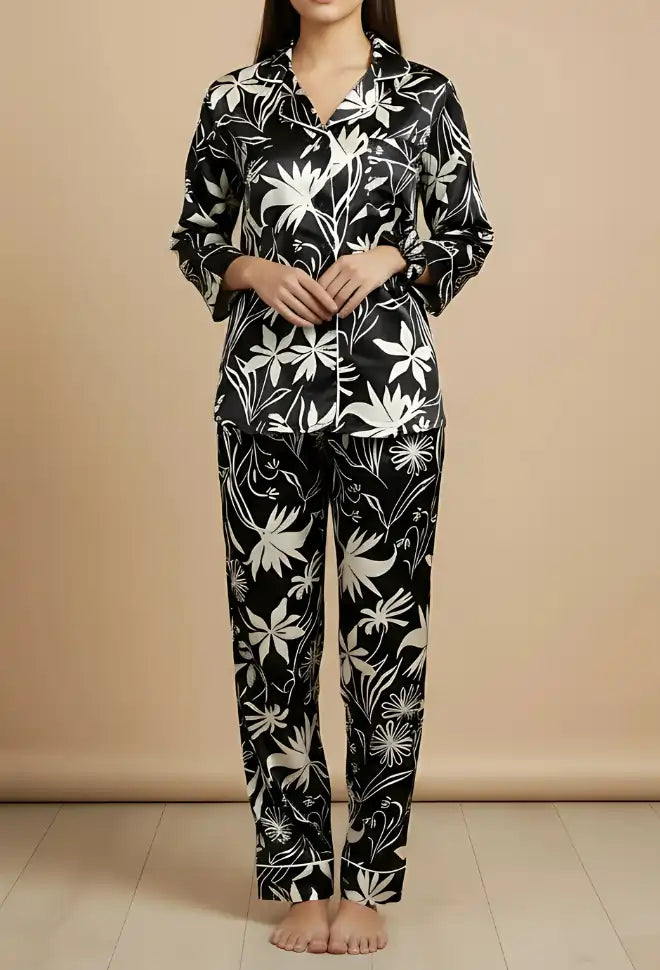 BLACK PRINTED PJ SET