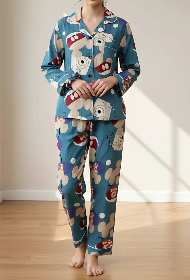 GREEN PRINTED PJ SET