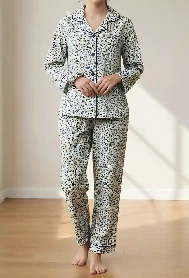 WHITE PRINTED PJ SET
