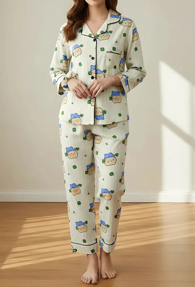 OFF WHITE PRINTED PJ SET