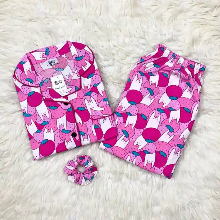 PINK PRINTED PJ SET