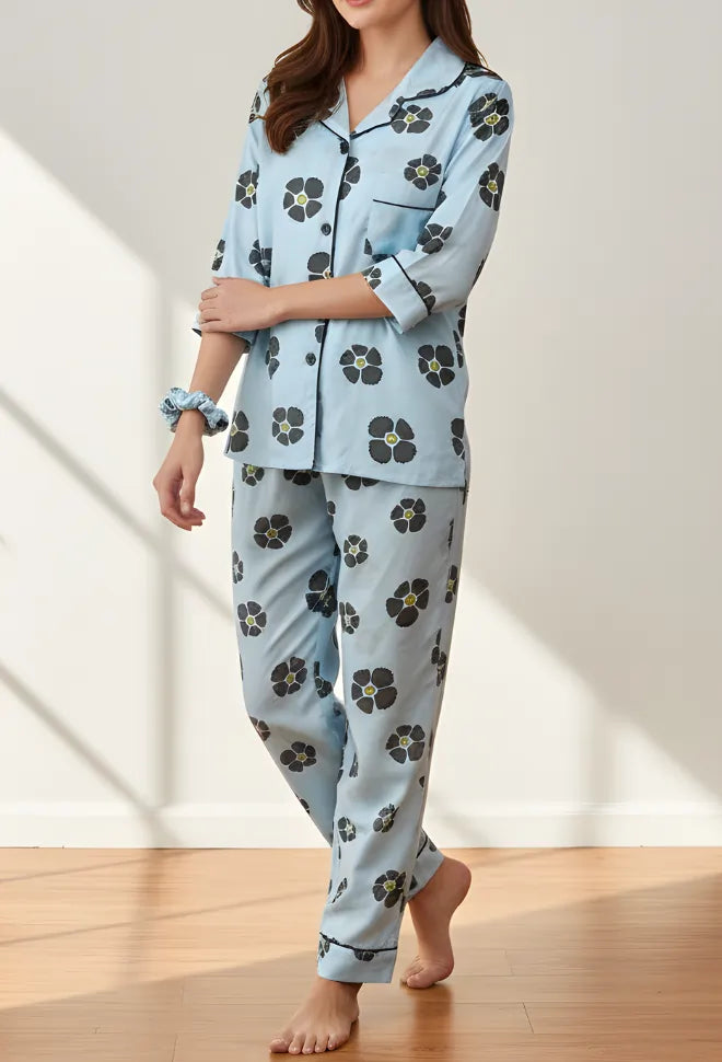 BLUE PRINTED PJ SET