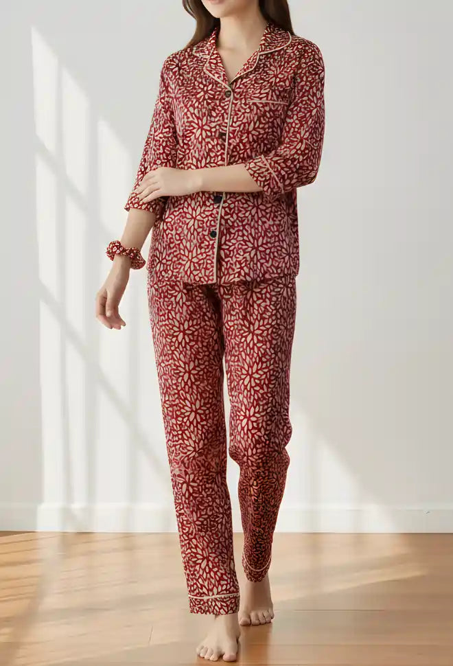 RED PRINTED PJ SET