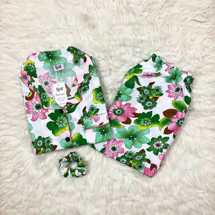 WHITE PRINTED PJ SET