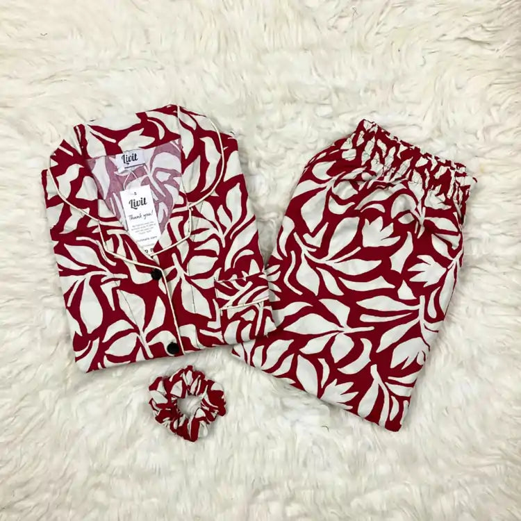 RED PRINTED PJ SET